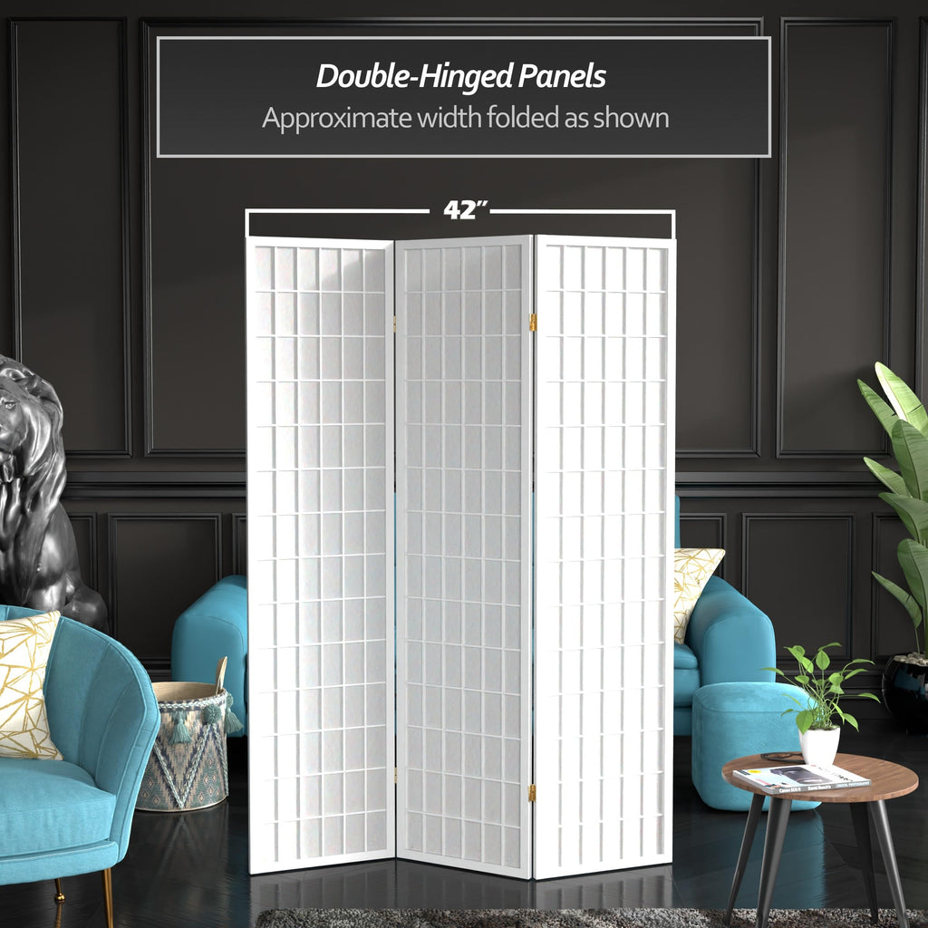 6 ft. Tall Window Pane Shoji Screen - White - 3 Panels