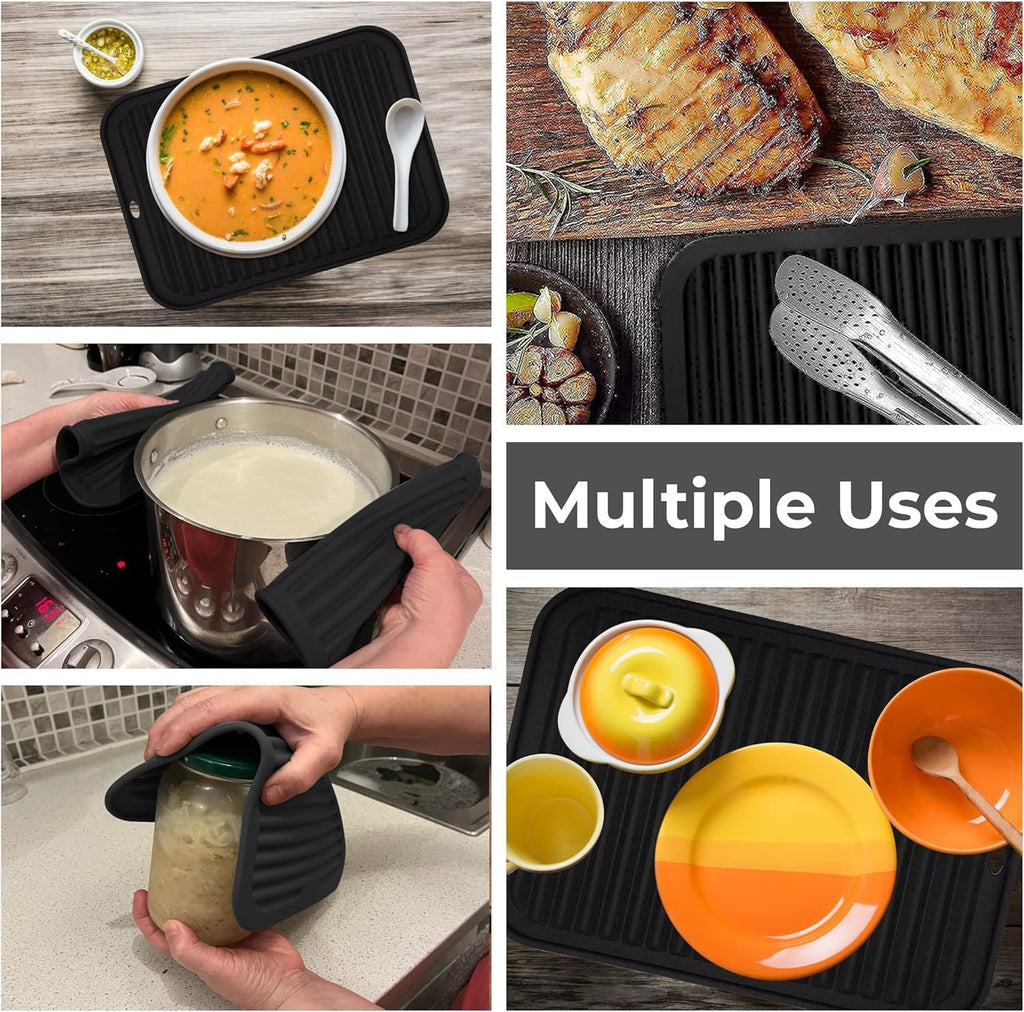Silicone Trivets for Hot Dishes, Pots, Pans (4 Pack) - Heat-Resistant Pot Holders Countertop Mats - Silicone Trivet - Set of 4