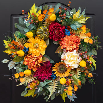 24 Inch Harvest Fall Wreaths for Front Door Outside,Porch,Entryway