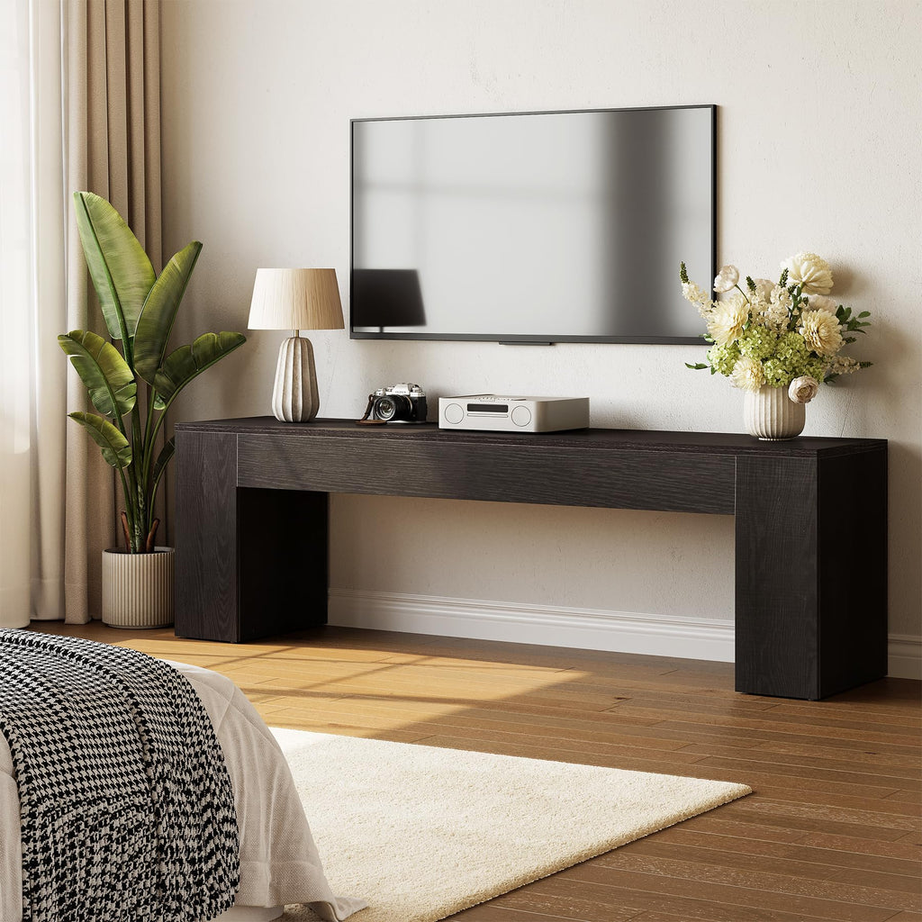 70.8" TV Stand, Wooden Entertainment Center, Low TV Console Table for TVs Up to 80", Modern Chic Entertainment Center