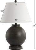 26" Dark Gray Contemporary Resin Sphere LED Table Lamp Bedroom, Transitional Sculptural Desk Lamp
