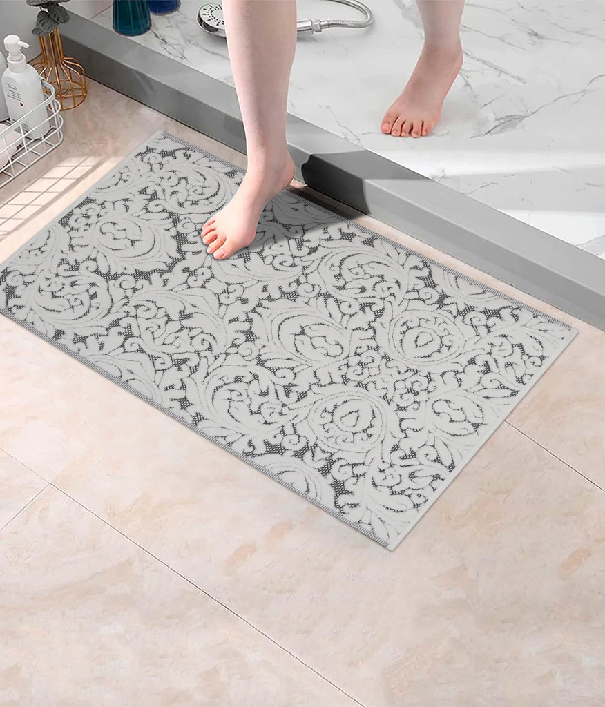 Bath Tub Mat - 1 Pack Sculpted Jacquard Bathroom Mat - Black