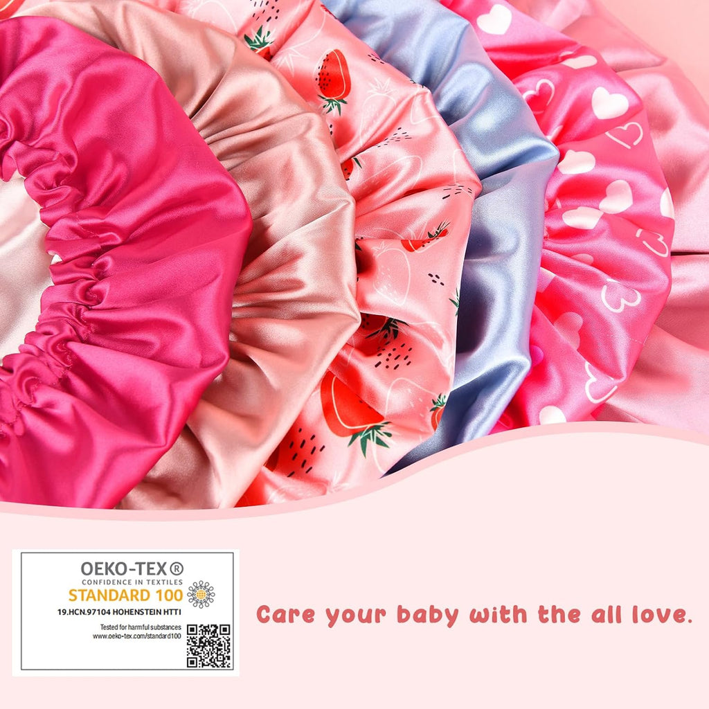 Baby Satin Bonnet Sleep Cap - Double Layer Reversible Adjustable Silky Satin Cap for Infant
