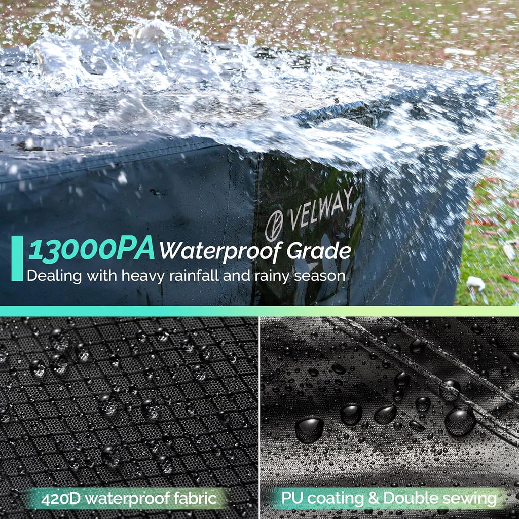 Patio Furniture Cover Waterproof - 420D Heavy Duty Outdoor Furniture Cover with Buckles & Air Vent, Windproof Patio