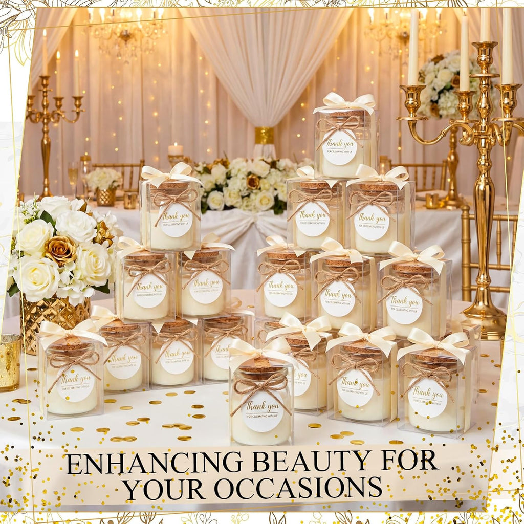 Sets Wedding Candle for Guest Beige Glass Jars Bridal Shower Favor - Set of 20