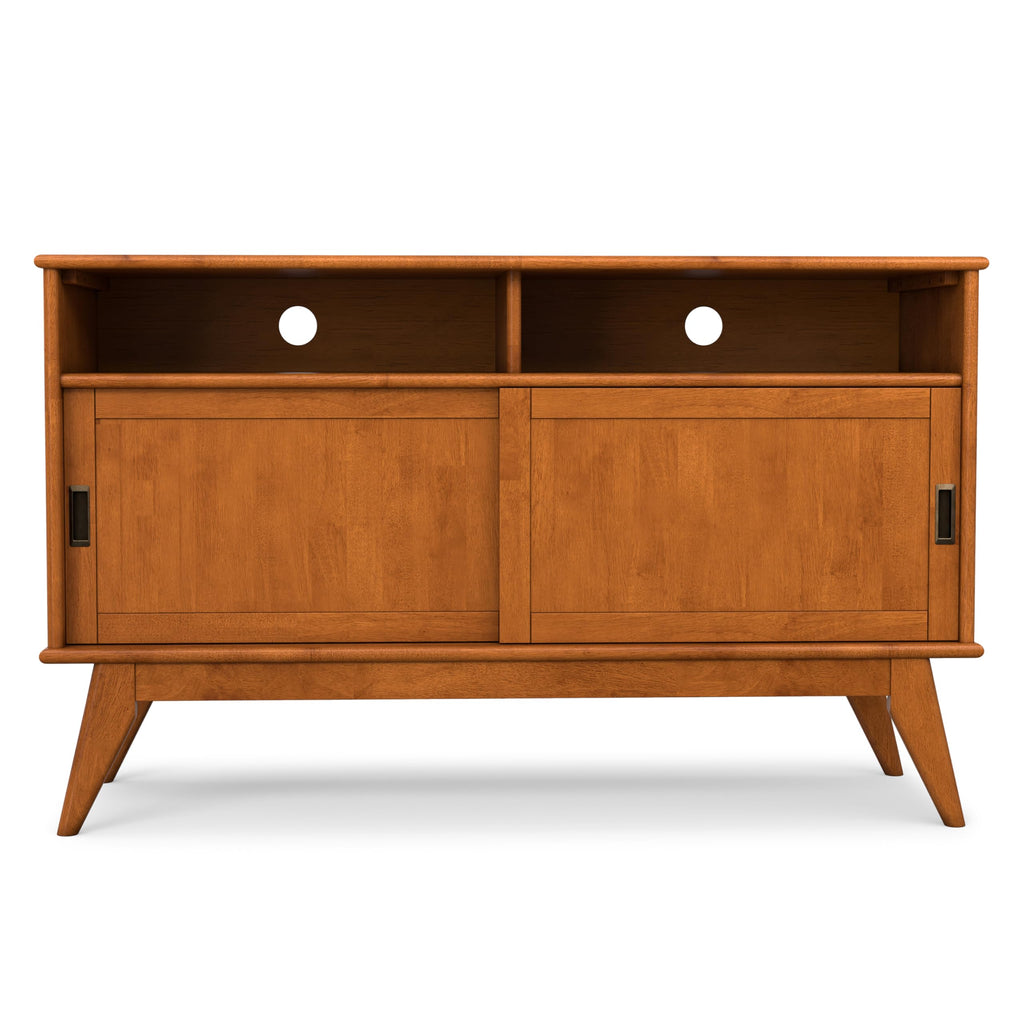 Draper 54" Wide Solid Wood TV Stand in Teak Brown