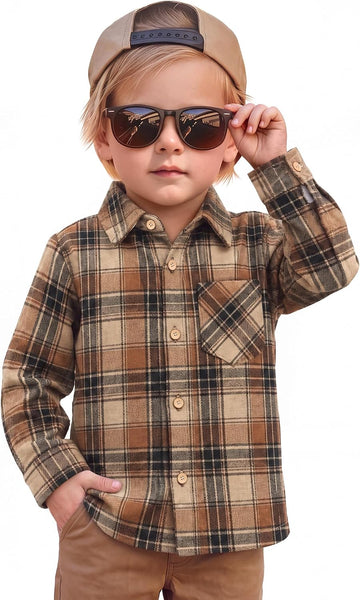 Baby Toddler Boy Plaid Shirt Long Sleeve Flannel Top