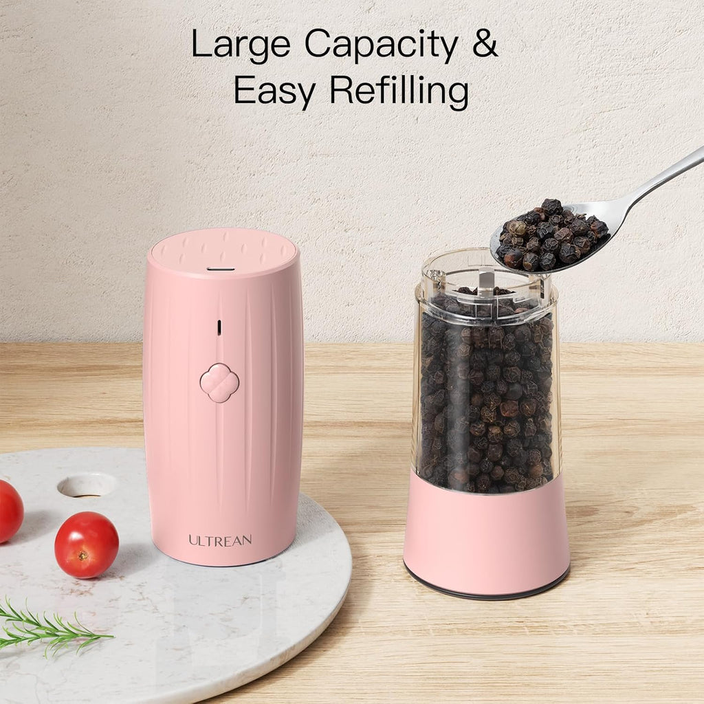 Electric Salt and Pepper Grinder Set, USB-C Rechargeable, Salt and Pepper Shakers Spice Mill with 6 Adjustable - Set of 2