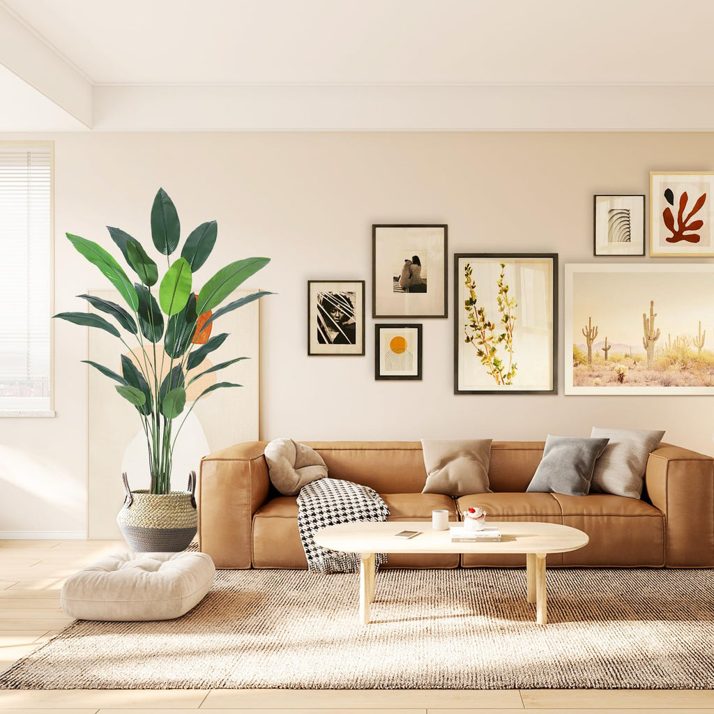 Artificial Bird of Paradise Plant 7 ft(84 in) Fake Palm Tree for Indoor Outdoor Modern Decor Faux Plants Perfect
