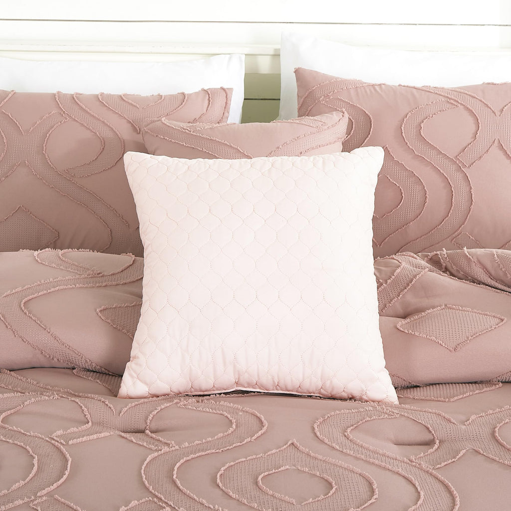 7-Piece Inara Pink Comforter Set Clip Jacquard Bedding