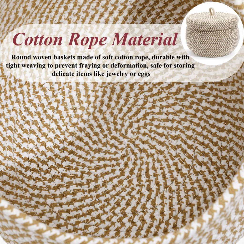 Cotton Rope Storage Basket with Lid, Woven Woven Storage Bin Empty Gift Basket Egg Holder Jewelry Box Cosmetic