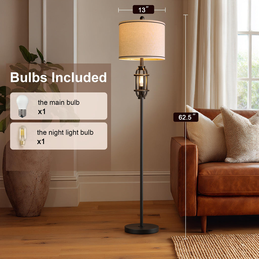 62.5" Floor Lamp Industrial Black Standing Tall Lamp