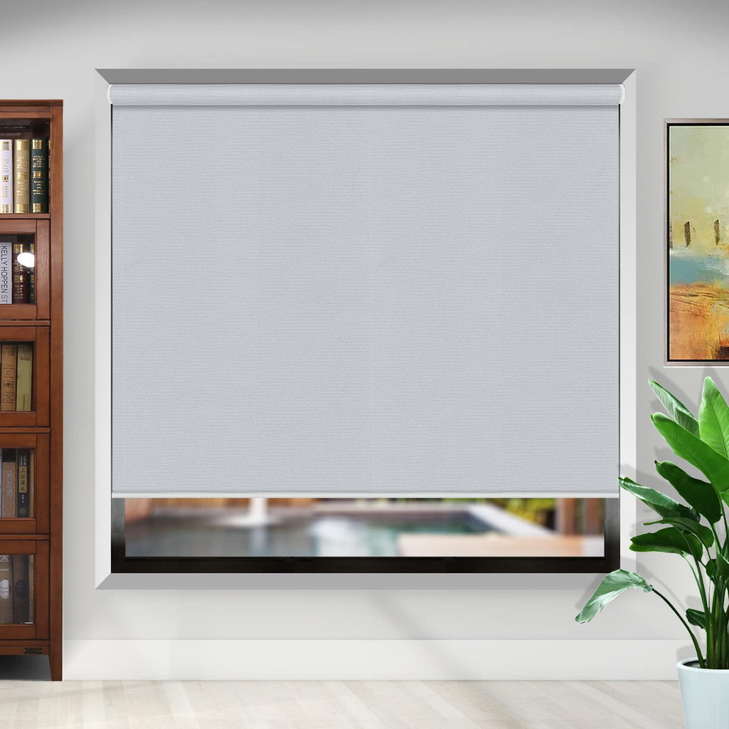 Blackout Roller Shades, Custom Window Blinds, Thermal Insulated, Light Grey