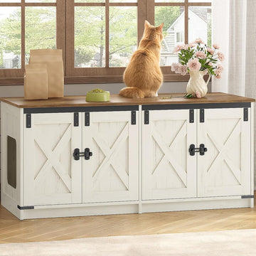 Cat Litter Box Enclosure for 2 Cats, Hidden Litter Box Furniture