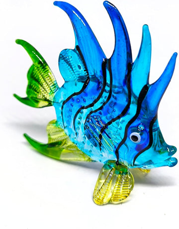 Handcrafted Blue Glass Fish Figurine Exquisite Hand Blown Aquarium Collectible Coastal Style Deco