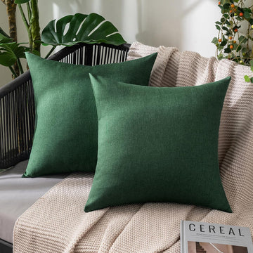 Decorative Outdoor Pillow Covers Christmas 18x18 Emerald Green - Set of 2