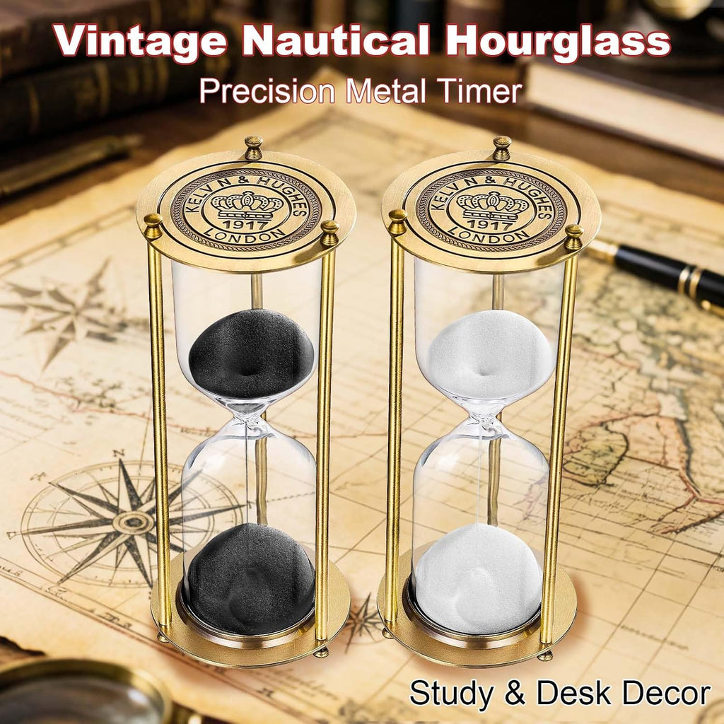 Hourglass Sand Timer, Kelvin Vintage Metal Hour Glass 30 Minute for Decor
