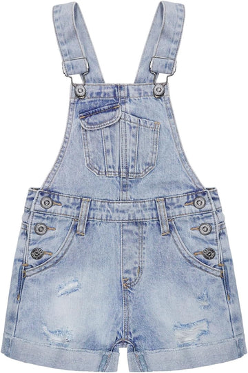 Girls Slim-fit Denim Shorts,Adjustable Straps Summer Jeans Shortalls