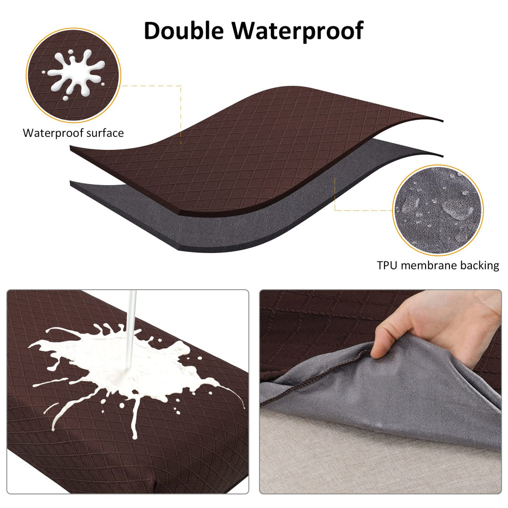 Waterproof Dining Bench Cover, Removable Bench Slipcover Washable Bench Seat Protector Cover (Chocolate)