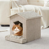 Cat Beds for Indoor Cats,Cat Houses,Cat Cave with Orthopedic Cushion,Foldable Cat Condos,Hideaway,Shelter,Beige Cat