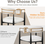 Morden Fort Modern Dining Chairs Set of 2, Upholstered Boucle Dining Chairs with Gold Arms and Black Metal Legs