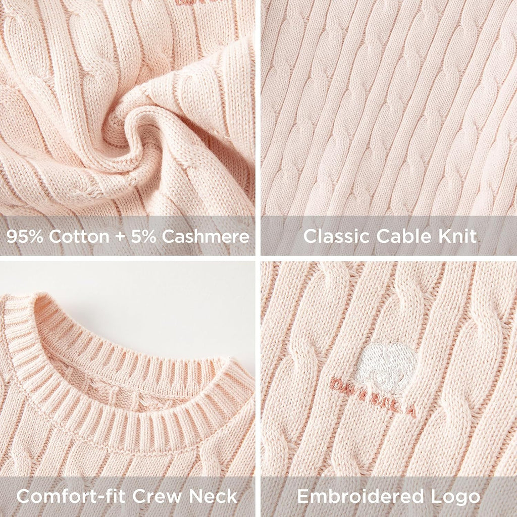Toddler Girl Cotton Sweater Cable Knit Cashmere Pullover Sweater