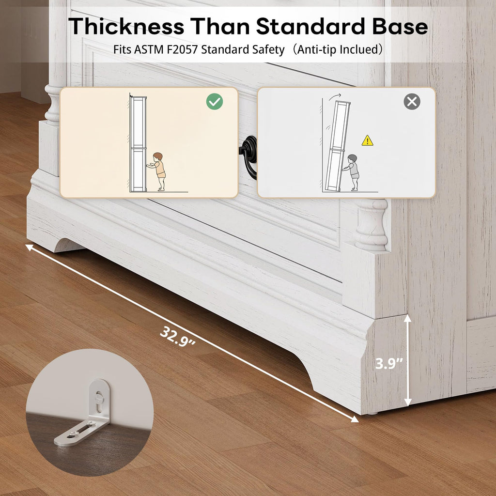 Armoire Wardrobe Closet 70" with 2 Drawers, White