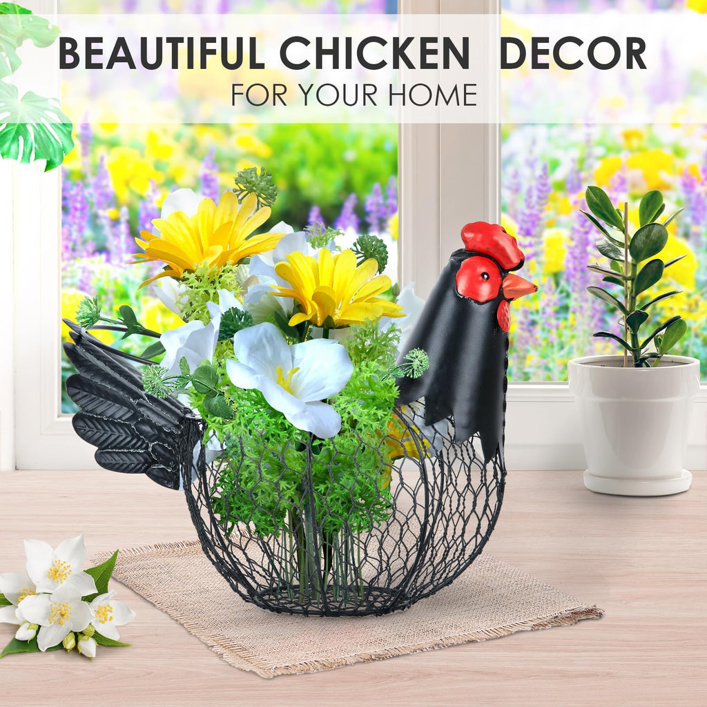 Chicken Egg Collecting Basket, Metal Wire Eggs Holder Bowl with Handle