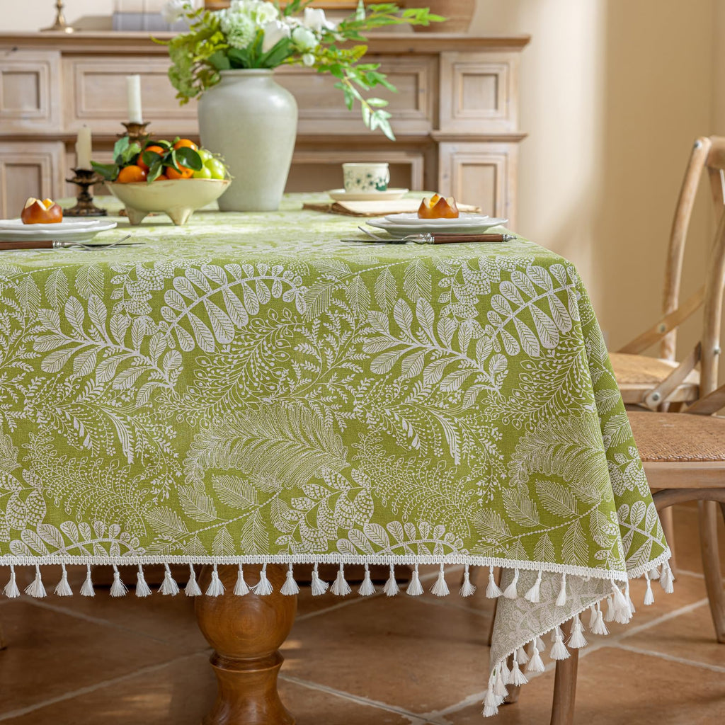 Cotton Linen Tablecloth for Rectangle Tables 78x54 Inch