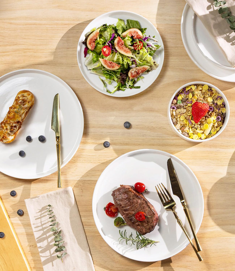 Ceramic Dinnerware Set for 4, 16-Piece Plates and Bowls Set