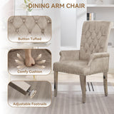 Velvet Dining Chair with Arms, Upholstered Tufted High Back Dining Room Chairs