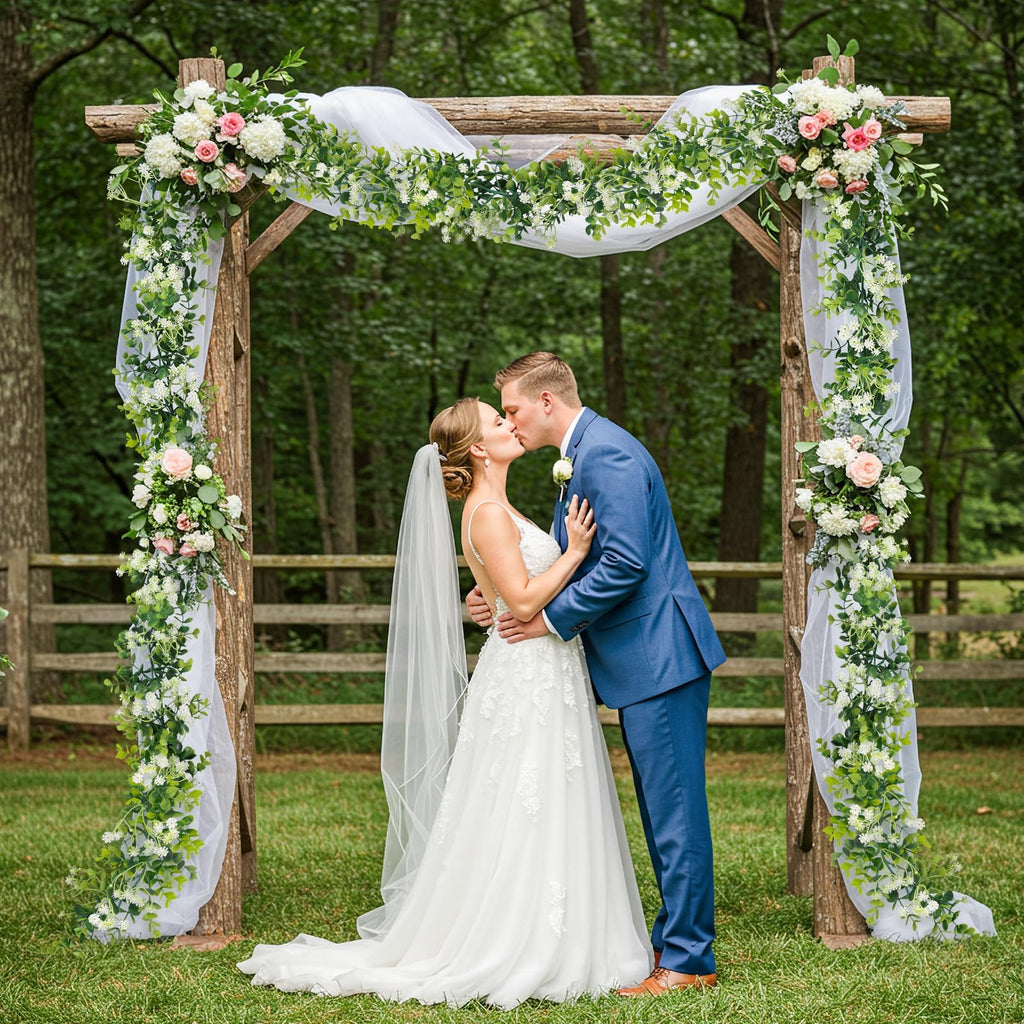 6FT Eucalyptus Garland with Flowers, 8 Pack Artificial Greenery Garland Hanging Faux Eucalyptus Garland Suitable for