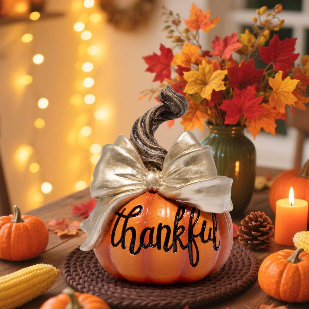 Thanksgiving Pumpkin Decoration, Fall Decor, Gather & Thankful