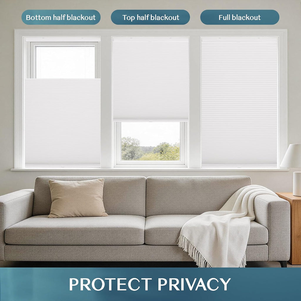 Waterproof 99% Blackout Cellular Shades,White,26''W X 54''H