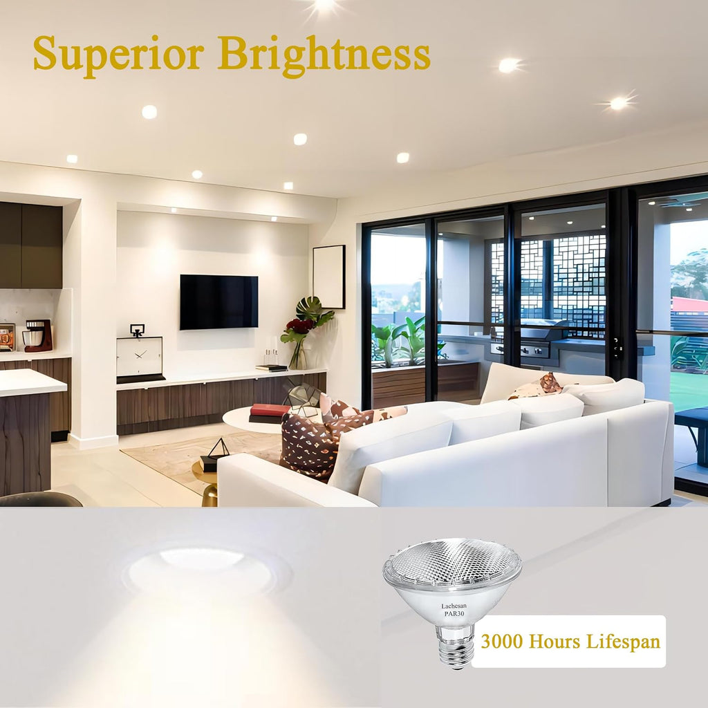 Par30 Halogen Flood Light Bulbs, Short Neck 120V 75W Equivalent,2700K Warm White Dimmable High Brightness, Great