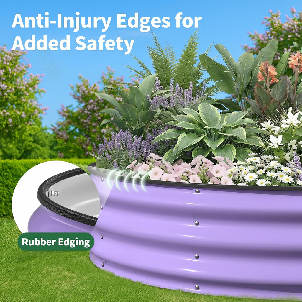 Round Raised Garden Bed, 4x4x1 FT Galvanized Steel Metal Garden Bed, Open-Bottom Design, 12-Inch Deep Outdoor Raised