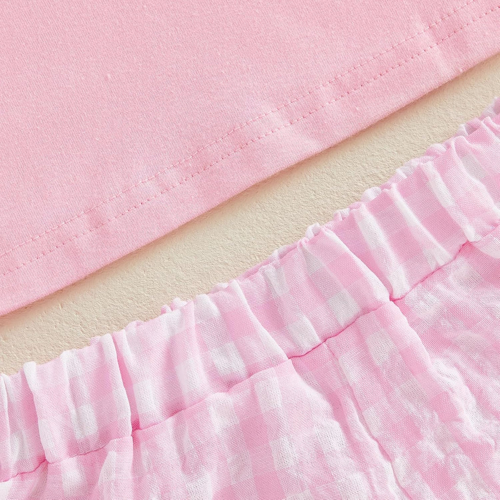 Toddler Baby Girls Summer Clothes Short Sleeve T-shirt Top Ruffle Elastic Shorts 2Pcs Cute Outfits