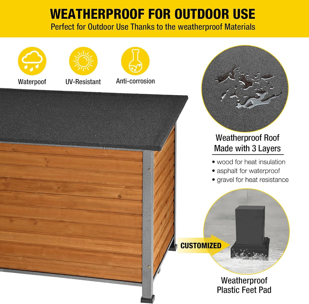 Insulated Dog House Outdoor & Indoor Wooden Dog Kennel for Winter with Raised Feet Weatherproof for Small & Medium &