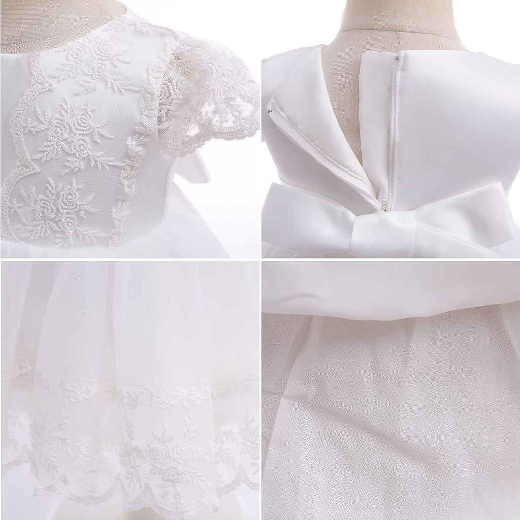 Baby Girl Baptism Dress 3PCS Infant Embroidered Christening Formal Gowns Outfit for Party Wedding