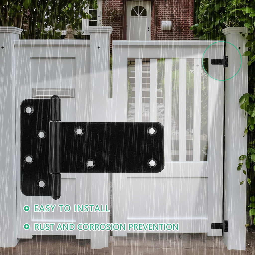 2 Pack 5in T-Strap Shed Door Hinges, 260 Lbs Capacity, Heavy Duty