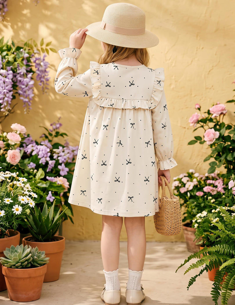 Toddler Girl Ruffle Long Sleeve Dress Kids Daily A-line Dress