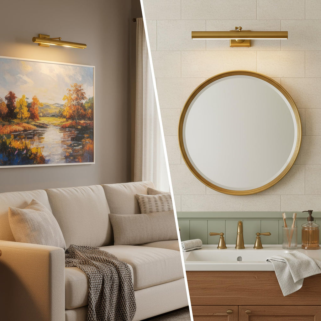 Hardwired Picture Light 30", Dimmable Brass Wall Sconce for Art Display