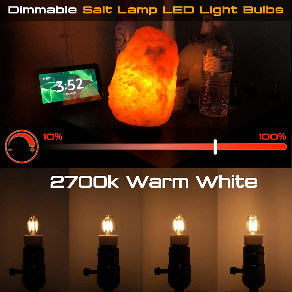 E12 Himalayan Salt Lamp 2W Equivalent 15Watt Warm White 2700k, 2 Pack