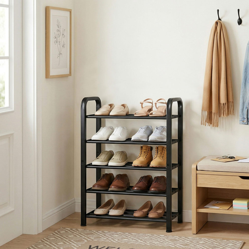 5-Tier Expandable Shoe Rack, 20 Pairs Adjustable Shoe Shelf for Closet, Entryway, Hallway, Garage, Dorm, Heavy-Duty