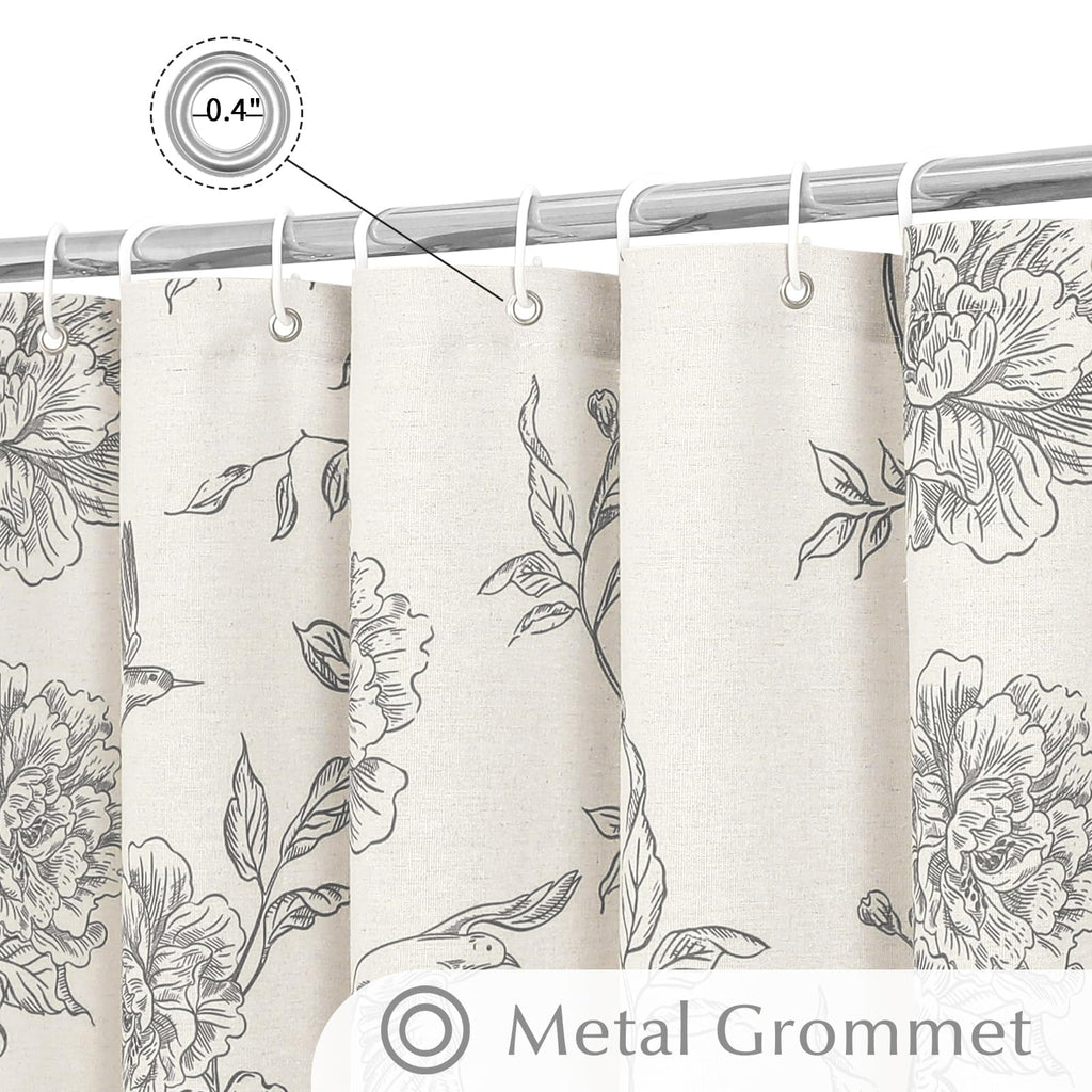 Grey Cotton Boho Hummingbird Shower Curtains, 72 x 72