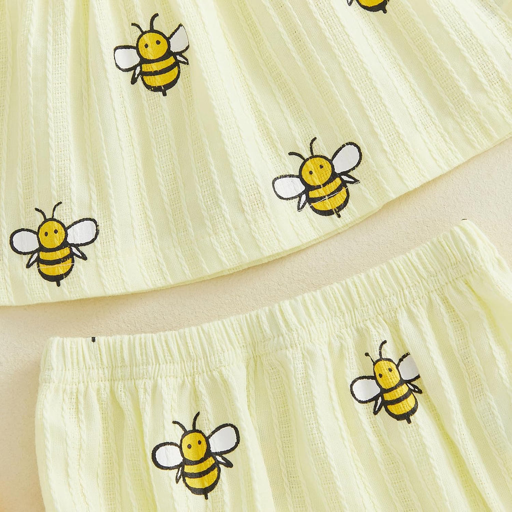 Baby Girl Summer Clothes Sleeveless Ruffle Tops Bloomers Shorts Set Cute Toddler Cotton Gauze Outfit