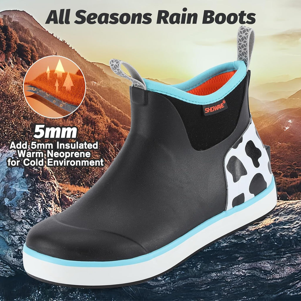 Kid's Deck Boots Ankle Rain Boots Girls Boys Waterproof Rubber Boot
