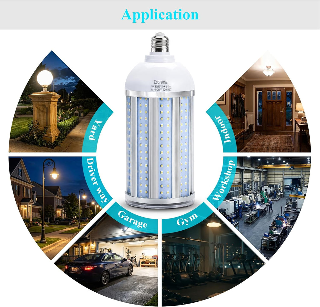 2 Pack 100W LED Corn Cob Bulb,10,000 Lumen, Daylight 5000K