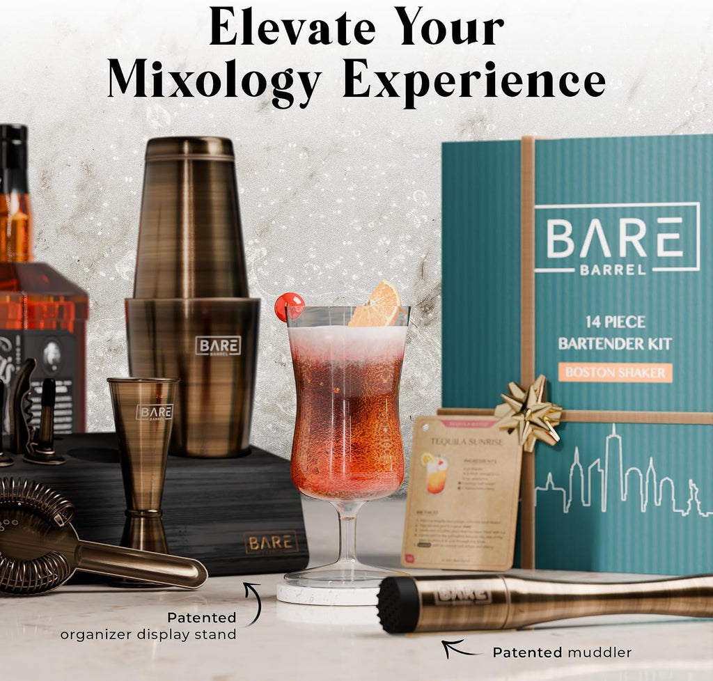 Mixology Bartender Kit Bar Set | 14-Piece Cocktail Shaker Set | Martini Barware Mixing Tools Bartending | Incl. 35 - Set of 14