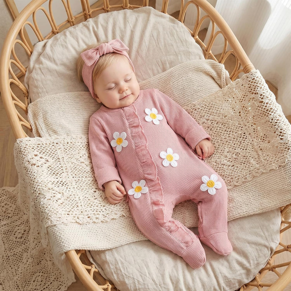 Baby Girl Clothes Ruffle Footed Romper One Piece Jumpsuit